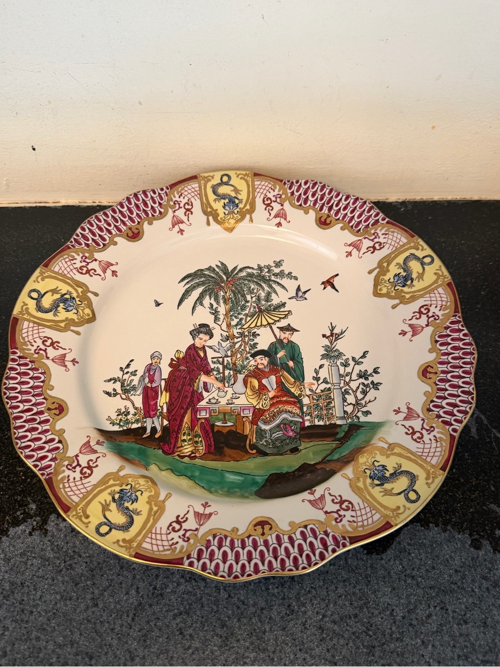 Vintage Hand-Painted Chelsea House Chinoiserie Decorative Charger